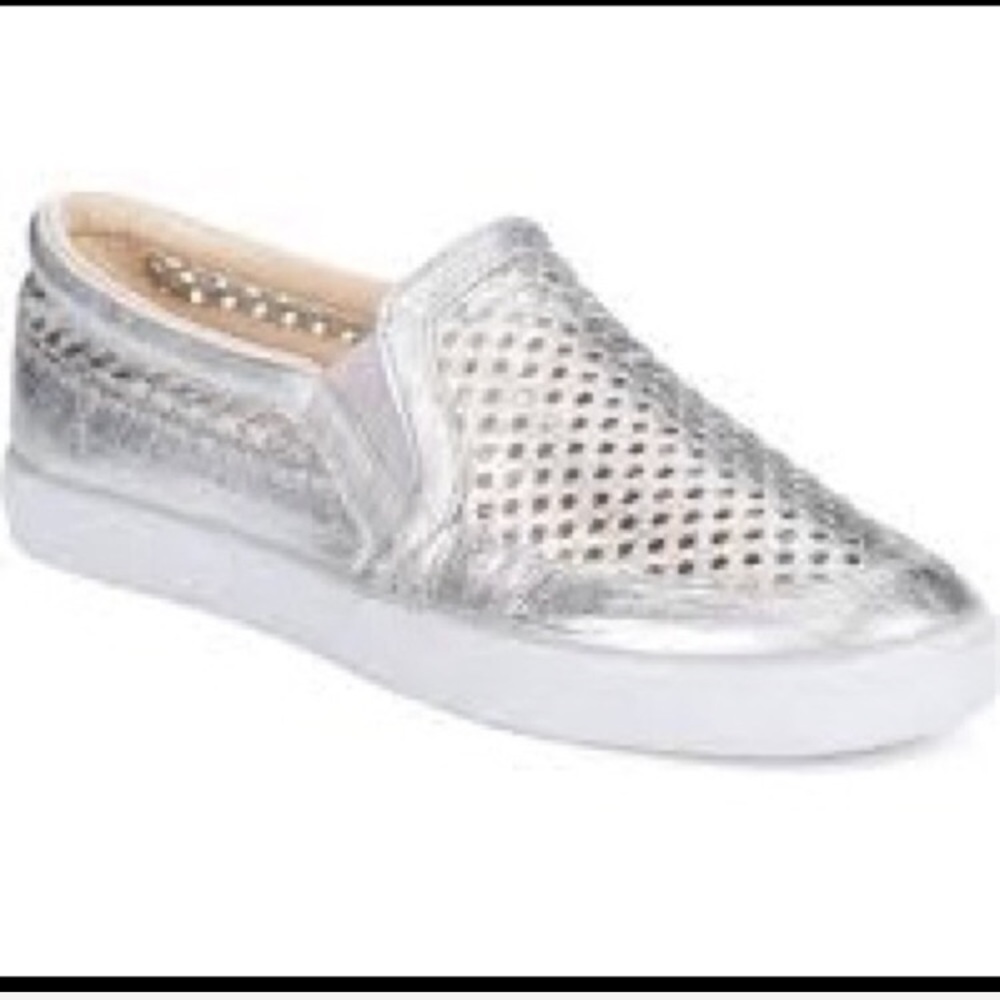 Nine West Brodie slip on metallic silver sneaker